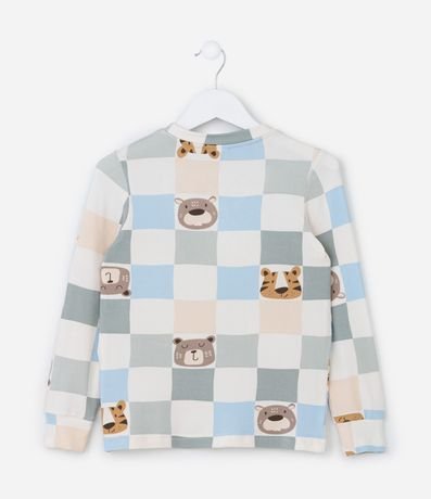 Pijama Infantil Tricosado con Estampa Animalitos y de Cuadros - Talle 2 a 6 años 3