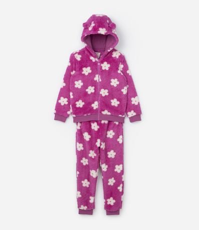 Conjunto Infantil en Fleece con Estampa Floral - Talle 1 a 5 años