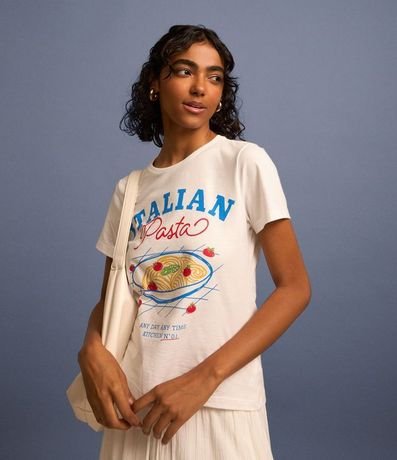 Blusa Baby Look en Algodón con Estampa Italian Pasta 1