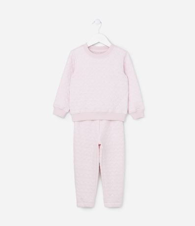 Conjunto Infantil con Textura Capitoneada de Corazones - Talle 1 a 5 años