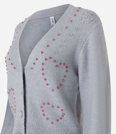 Cardigan Corto en Punto con Pedritas Bordadas 5