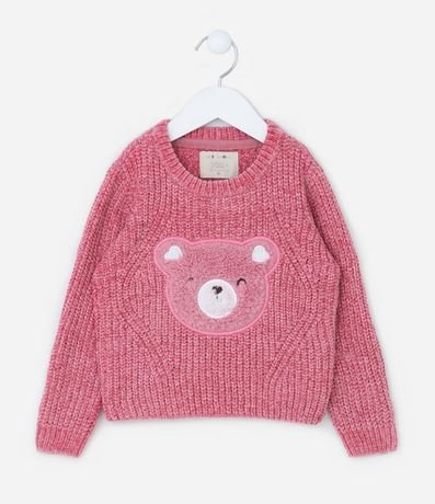 Suéter Infantil en Chenille con Bordado Osito - Talle 1 a 5 años