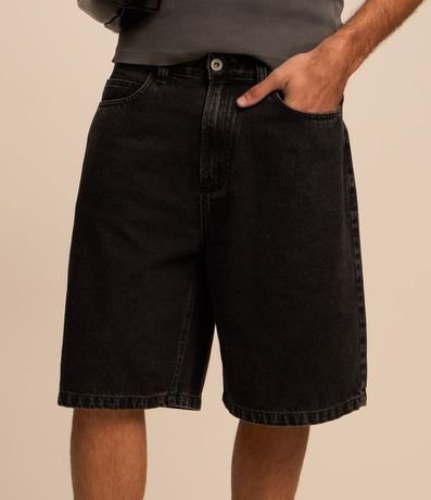 Bermuda Baggy Jeans con Pespunte Contrastante 2