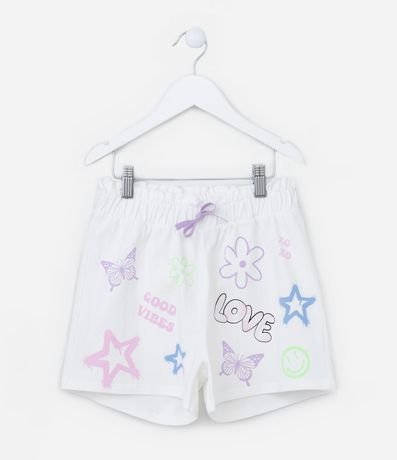 Short Infantil en Cotton con Estampado Doodles - Talle 5 a 14 años