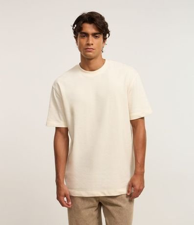 Remera en Algodón Texturizado en Cuello Redondo