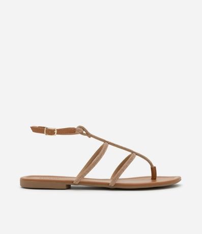 Sandalia Plana Gladiadora con Malla de Strass