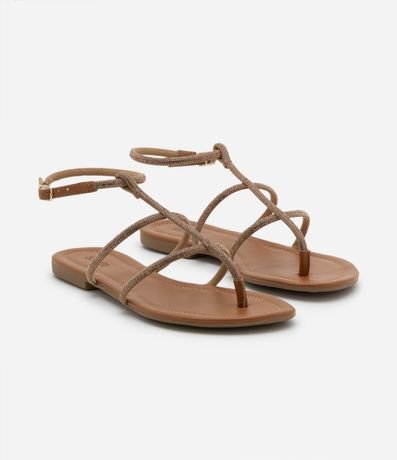 Sandalia Plana Gladiadora con Malla de Strass 2