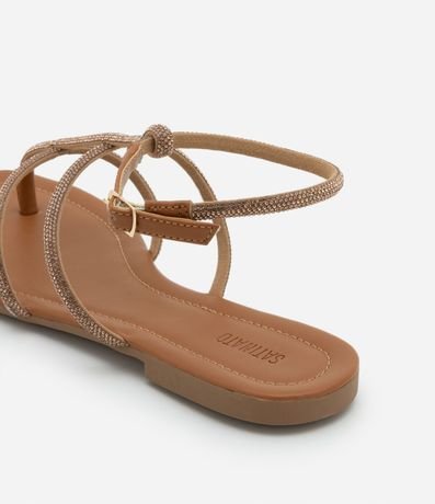 Sandalia Plana Gladiadora con Malla de Strass 3