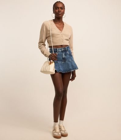 Cardigan Cropped en Chenille con Botones 2