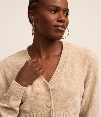 Cardigan Cropped en Chenille con Botones 3