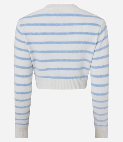 Cardigan Cropped en Chenille con Rayas y Botones 6