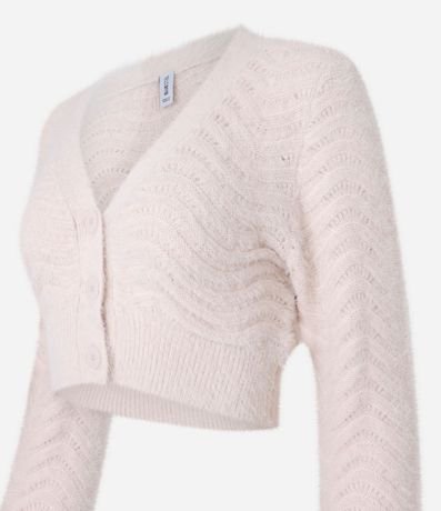 Cardigan Cropped con Pelito y Punto Ondulado 6
