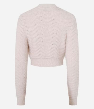 Cardigan Cropped con Pelito y Punto Ondulado 7