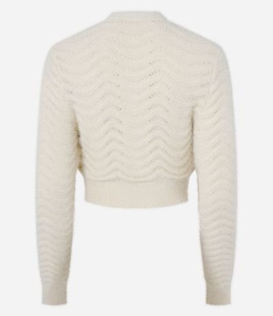 Cardigan Cropped con Pelito y Punto Ondulado 7