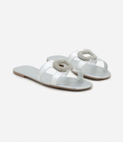 Sandalia Plana en PU Flat con Tiras H con Strass 2