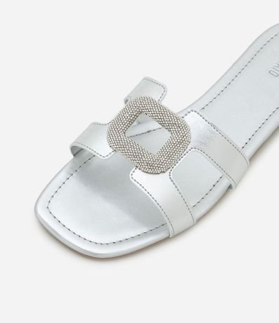 Sandalia Plana en PU Flat con Tiras H con Strass 4