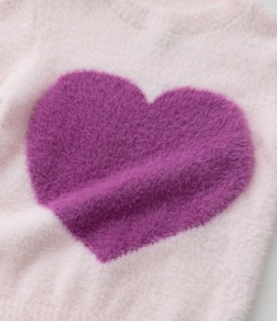 Suéter Infantil en Chenille Peludito con Estampa Corazón - Talle 1 a 5 años 6