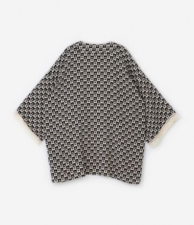 Kimono en Viscosa Estampada Cuadriculada y Flecos Curve & Plus Size 5