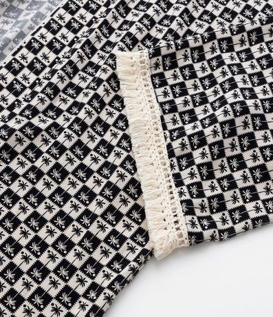 Kimono en Viscosa Estampada Cuadriculada y Flecos Curve & Plus Size 6