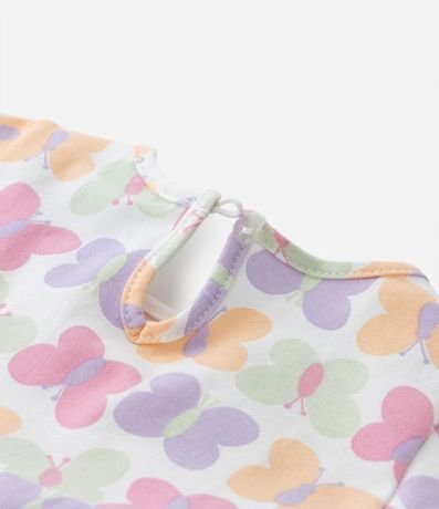 Vestido Infantil con Moña y Estampa de Mariposas - Talle 0 a 18 meses 4