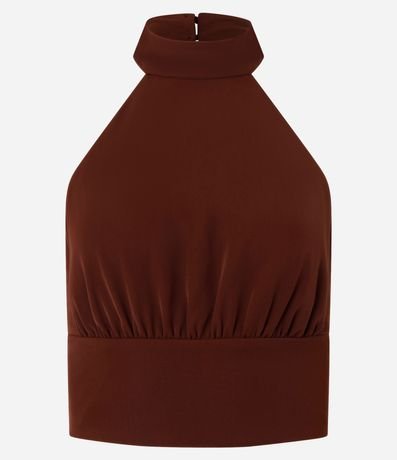 Blusa Cropped en Crepé con Escote Halter 7