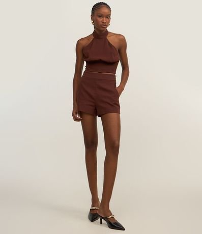 Blusa Cropped en Crepé con Escote Halter 2