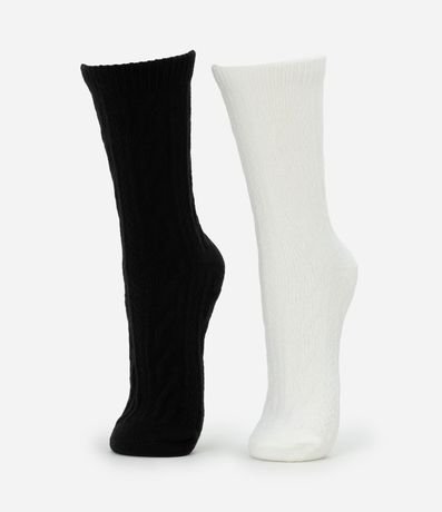 Kit 02 Medias Caña Larga en Jacquard con Textura