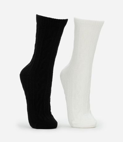 Kit 02 Medias Caña Larga en Jacquard con Textura 2