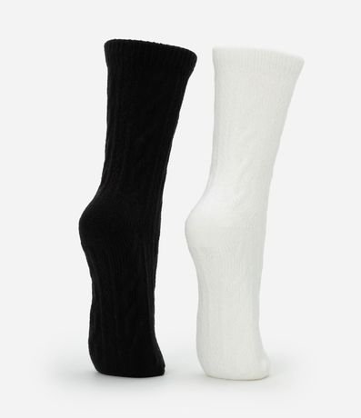 Kit 02 Medias Caña Larga en Jacquard con Textura 3