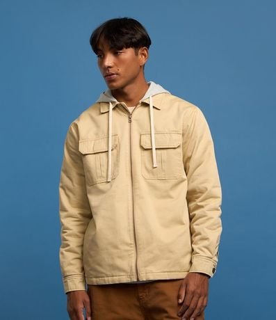 Campera Trucker en Sarga con Capucha Algodón y Bolsillo Cargo 6