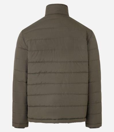 Campera Puffer con Cuello Alto Aterciopelada y Bolsillo Cargo 8