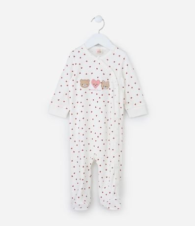 Mono Infantil con Estampa de Corazones y Pie Cerrado - Talle 0 a 18 meses