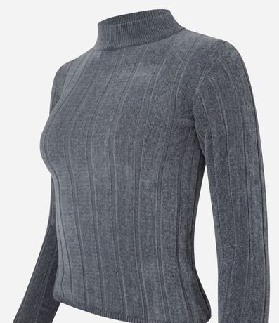 Blusa Slim en Chenille Acanalada con Cuello 6