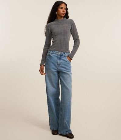 Blusa Slim en Chenille Acanalada con Cuello 2