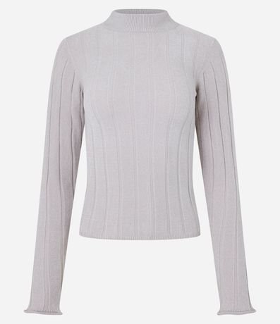 Blusa Slim en Chenille Acanalada con Cuello 5