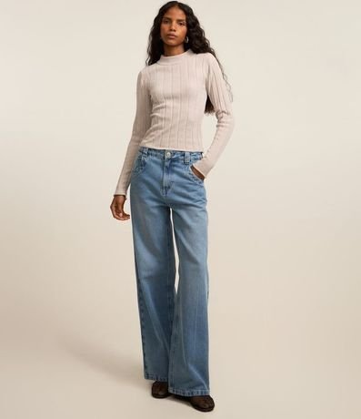 Blusa Slim en Chenille Acanalada con Cuello 2
