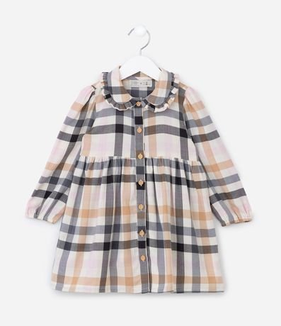 Vestido Infantil de Cuadros con Cuello Muñeca - Talle 1 a 5 años