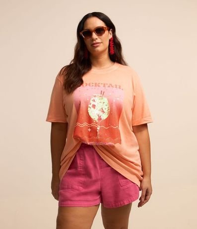Blusa Desteñida Estampada Cocktail en Lentejuela Curve & Plus Size