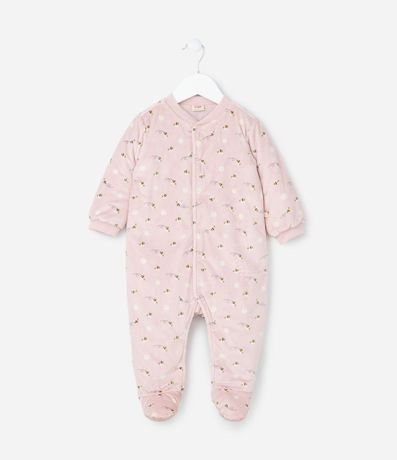 Mono Infantil en Plush con Estampa Abejas - Talle 0 a 18 meses.