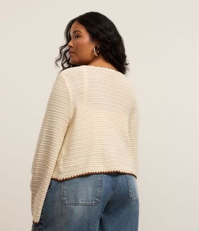 Cardigan de Punto con Borde Contrastante Curve & Plus Size 3