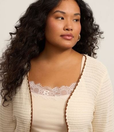 Cardigan de Punto con Borde Contrastante Curve & Plus Size 4