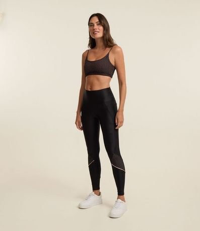 Pantalón Legging Deportiva en Microfibra con Frisos Contrastantes y Bolsillos Laterales