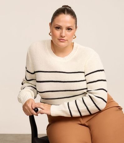 Suéter de Punto con Rayas Curve & Plus Size
