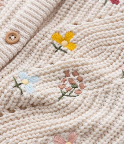 Cardigan Infantil con Babados y Bordado Floral - Talle 0 a 18 meses 4