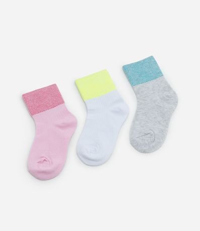 Kit 03 Medias Infantiles con Bajo Contrastante - Talle 19 al 34 1