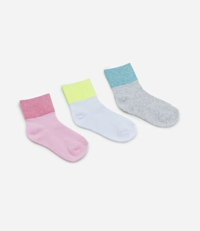Kit 03 Medias Infantiles con Bajo Contrastante - Talle 19 al 34 2