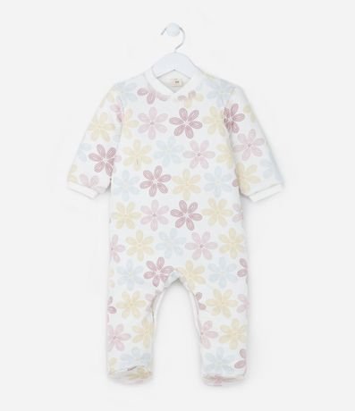 Mono Infantil en Plush con Estampa Floral - Talle 0 a 18 meses