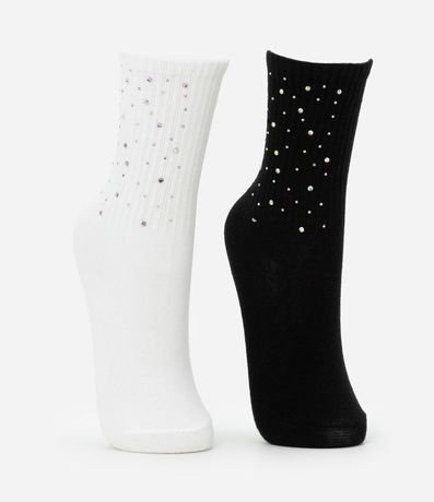 Kit 02 Medias Infantiles con Brillitos Aplicados - Talle 23 a 34