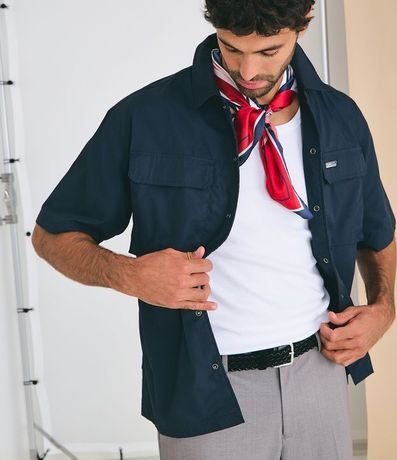 Camisa Boxy en Tricolina con Bolsillos Cargo y Etiqueta