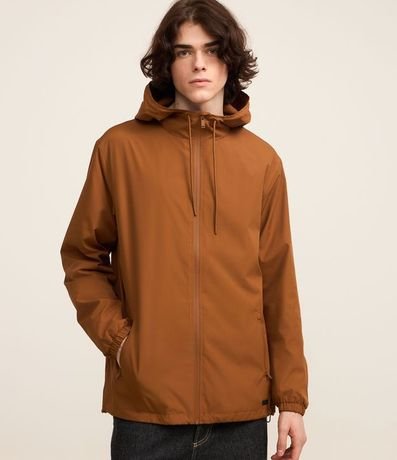 Campera Rompevientos con Capucha y Bolsillo con Cierre